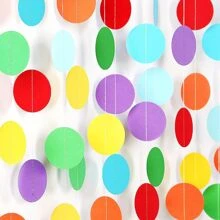 1入組派對氛圍彩色流蘇花環，慶祝裝飾花環背景飾品，適用於婚禮、生日、訂婚、畢業、單身派對、教室、糖果絲帶派對用品，生日/婚禮派對裝飾 - 彩色 - 查看 1