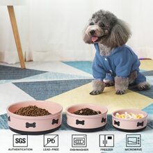 Sweejar Ceramic Dog Bowls with Bone Pattern, Dog Food Dish for Large Dogs, Porcelain Pet Bowl for Water 70 Fl Oz