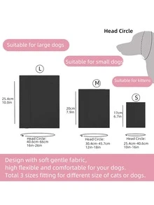 1入組寵物耳帽用於狗狗美容、隔音、耳罩、高彈性、柔軟、保暖、可水洗 - 黑色 - 查看 3