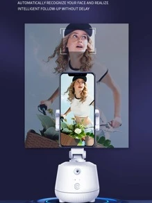 Q7- Anti shake 360 degree rotation intelligent tracking pan tilt AI face recognition live streaming camera tracking mobile phone stabilizer bracket - Black - View 6