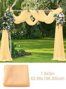 1件5米长纯色薄纱窗帘，多用途派对背景幕布，家居装饰，婚礼派对装饰 - 香檳色 - 查看 3