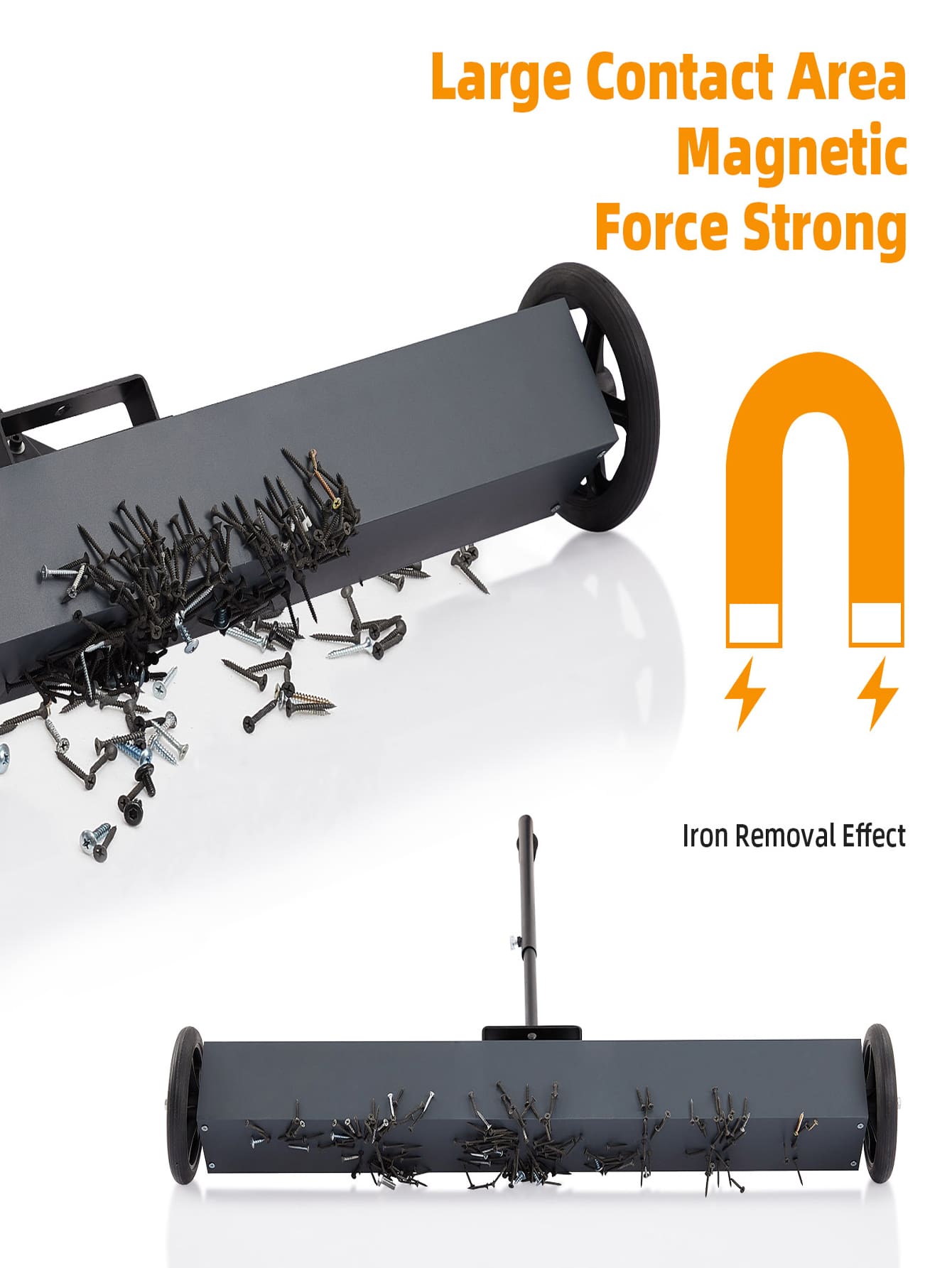 36" Heavy Duty Sweeper with Wheels, 50 Lbs Capacity Rolling