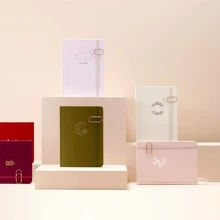 子彈筆記本,a5點格筆記本,點格筆記本,面料硬殼點格筆記本,適合手寫筆記,點陣筆記本,160gsm厚紙點陣筆記本套件 - 粉色 - 查看 7