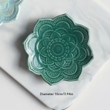 Asymmetric Mandala Design Jewelry Tray, Decorative Ceramic Plate For Home Decoration, Gift For Valentine's Day - Pink - View 7