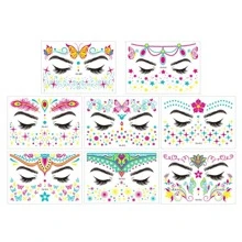 8 piezas impermeable Etiqueta engomada del tatuaje temporal mascarada neón fluorescente cara Pegatina festival de música brillante falso Tatuaje Maquillaje brillante - Multicolor - Ver 5