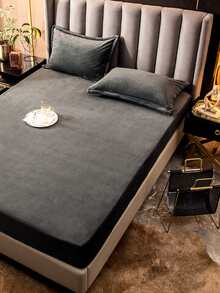 Dark Grey Crystal Velvet Bedding Set, 3pcs - Dark Grey - View 3