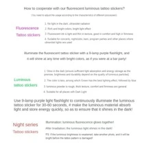 8 piezas impermeable Etiqueta engomada del tatuaje temporal mascarada neón fluorescente cara Pegatina festival de música brillante falso Tatuaje Maquillaje brillante - Multicolor - Ver 11