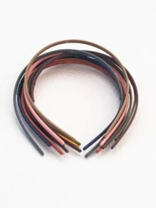 1套/10入女孩0.5cm霧面頭箍,日常穿戴和固定頭髮的髮飾,幼兒洗臉的頭箍 - 彩色 - 查看 6