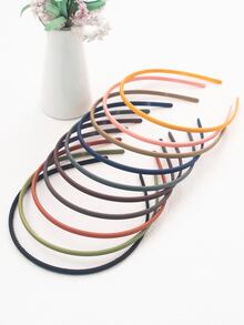 1套/10入女孩0.5cm霧面頭箍,日常穿戴和固定頭髮的髮飾,幼兒洗臉的頭箍 - 彩色 - 查看 3