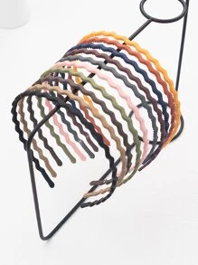 1 Juego (10 piezas) 0.5cm Diadema fina y esmerilada para niñas, accesorio de cabello con forma sólida ondulada y de unicolor para uso diario y para fijar el cabello facial de niños