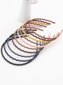 1 Juego (10 piezas) 0.5cm Diadema fina y esmerilada para niñas, accesorio de cabello con forma sólida ondulada y de unicolor para uso diario y para fijar el cabello facial de niños