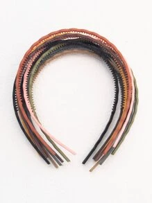 1 Juego (10 piezas) 0.5cm Diadema fina y esmerilada para niñas, accesorio de cabello con forma sólida ondulada y de unicolor para uso diario y para fijar el cabello facial de niños