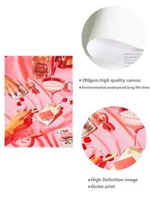 1 PC Màu Hồng Vải Trang Trí, Nữ Tính Nghệ Thuật Treo Tường, Biểu Cảm Màu Poster, In Canvas, Tranh Trang Trí Cho Phòng Khách, Phòng Ngủ, Quà Tặng Sáng Tạo, Không Gọng - Hồng - Xem 4