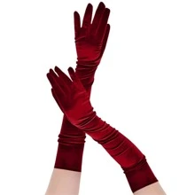 1 paire de gants longs de 53 cm pour femmes élégants pour soirée, Halloween, bourgogne