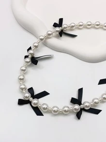 Dây chuyền trang trí nơ ruy băng và ngọc trai giả cho ngày lễ tình nhân - nơ - Xem 2