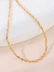 1入組極簡休閒時尚扭結金屬鏈腳錬適合女士,日常穿著,旅行,度假 - 金黃色 - 查看 5