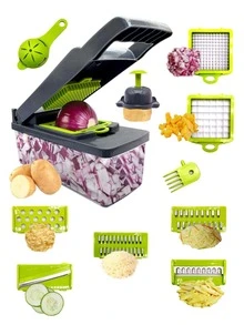 13 In 1 Kitchen Food Chopper Vegetable Onion Cutter With 8 Blades And Container Set - Multicolor - View 3