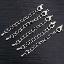 10入組50/70mm長度延長延伸尾巴鏈條龍蝦扣連接器適用於DIY項鍊珠寶製作