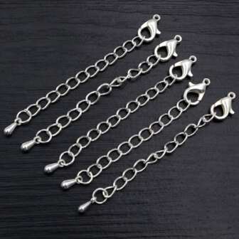 10入組50/70mm長度延長延伸尾巴鏈條龍蝦扣連接器適用於DIY項鍊珠寶製作