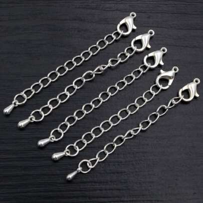 10入組50/70mm長度延長延伸尾巴鏈條龍蝦扣連接器適用於DIY項鍊珠寶製作