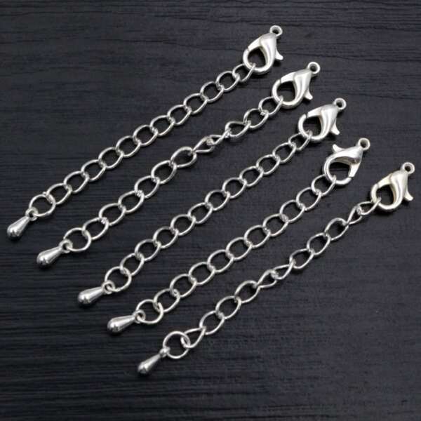 10入組50/70mm長度延長延伸尾巴鏈條龍蝦扣連接器適用於DIY項鍊珠寶製作