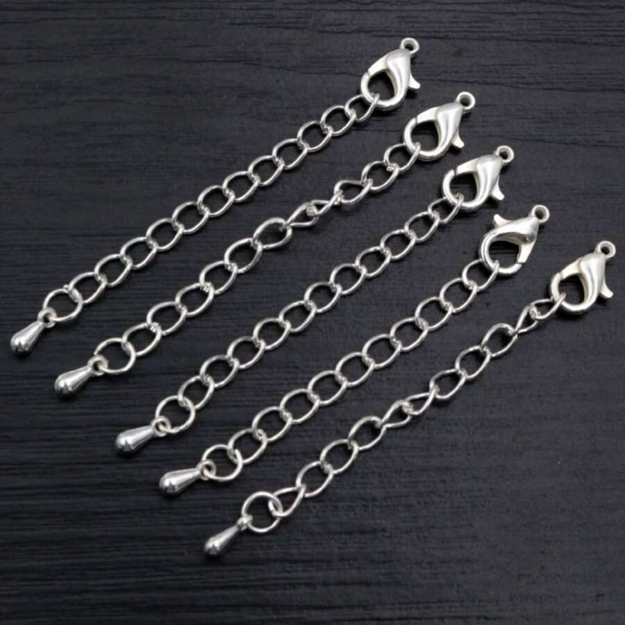 10入組50/70mm長度延長延伸尾巴鏈條龍蝦扣連接器適用於DIY項鍊珠寶製作