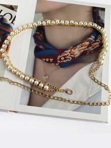 1條白珍珠腰帶,優雅簡約但具時尚感,適用於禮服、毛衣,四季適用,適合日常使用 - 白色 - 查看 3