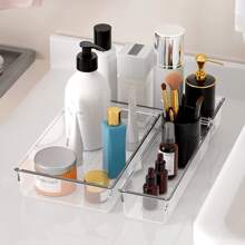 THELIFE 9pcs Drawer Organizer Set With 4 Sizes-Multi Use For Vanity, Bathroom, Desk, Organization Tray And Customized Layout Storage Container For Makeup, Kitchen, Office  Decorations   Autumn Decor Festival Decor Room Decor Home Decor Fall Decor Bedroom Decor - Clear - View 6