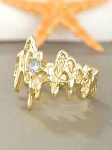 H Z JEWERLY 1 Punk Metal Asymmetrical Texture Opening Men's Ring - Multicolor - View 5