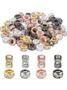 20 顆大孔水鑽間隔珠（10 毫米）、密鑲水晶珠、銀/金色調 Rondelle 珠、DIY 手鍊珠寶用品、項鍊製作、工藝品 - 圓形水鑽隔片 - 查看 1