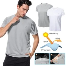 Men's 2pcs Short-Sleeved Sun Protection Shirt UPF 50+ Tops - XÁM + TRẮNG - Xem 1