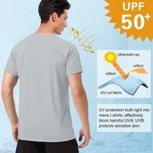 Men's 2pcs Short-Sleeved Sun Protection Shirt UPF 50+ Tops - XÁM + TRẮNG - Xem 2