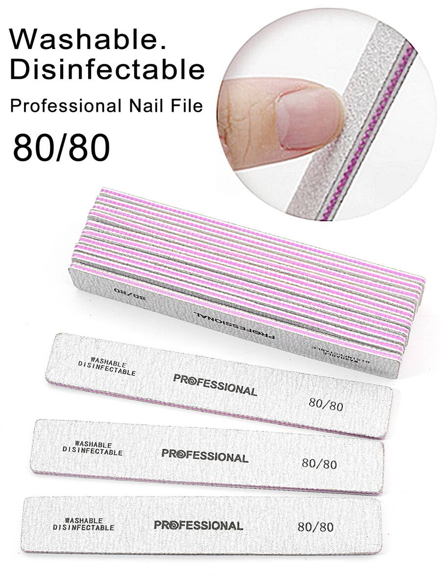 指甲死皮刮刀，12 件金刚砂 100/100 粒度专业指甲锉，适用于女士、美甲用品、美甲工具、美甲工具、返校、指甲、按压指甲的美甲工具 - 灰色 - 查看 1