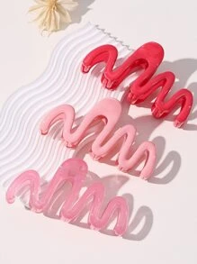 3pcs Thanh lịch Và vui tươi Lady Linh hoạt Dopamine Kem Màu sắc Dợn sóng Không trượt Mạnh mẽ Đúng mốt Lớn Kẹp tóc Thích hợp Đối với Sử dụng hàng ngày Và Qủa tặng - Nhiều màu - Xem 2