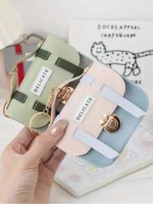 Của phụ nữ Mini Đập nhẹ Ví tiền xu , Móc chìa khóa Túi bảo quản Với Vòng treo chìa khóa , Da giả Ví - màu đen - Xem 2