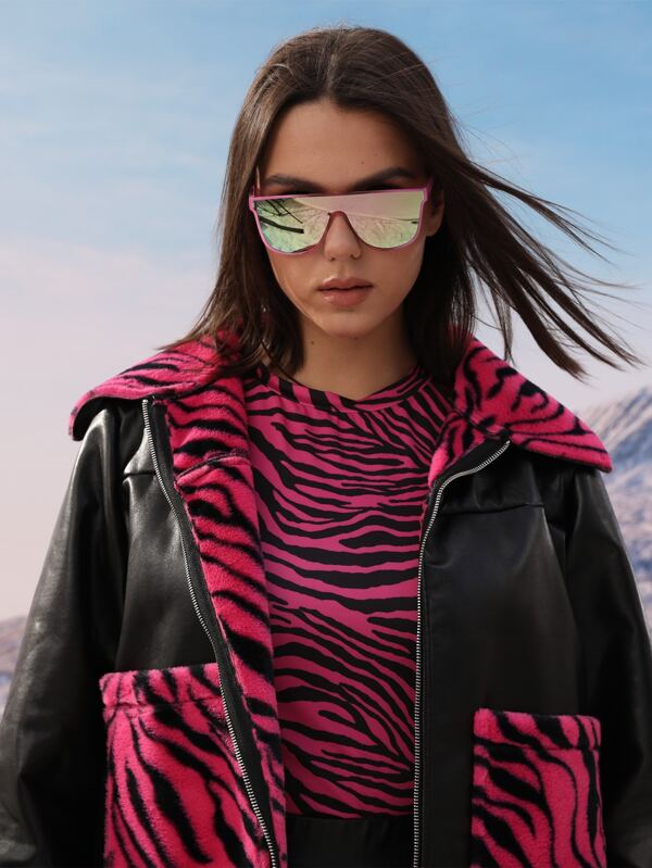 1pc Unisex Colorful Onepiece Sports Cycling Windproof Ski Sunglasses