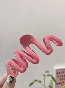 2pcs Minimalist Wave Shaped Hair Clips Claw Clip Winter Hair Accessories - Multicolor - View 4