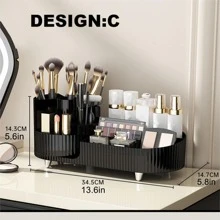 大容量化妆刷架，360°旋转化妆香水收纳盒，化妆刷杯托盘适用于梳妆台装饰浴室台面化妆品桌储物容器展示盒，适合送给妈妈、女孩、女士的礼物。适合新年、情人节礼物、结婚礼物、假日海滩、浴室收藏、卧室收藏，大容量