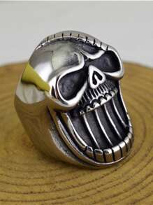 Nam Hip Hop Kim loại Sọ Gothic Nhạc Punk Rock Nhẫn - Bạc - Xem 4