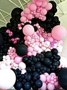 Kit arco de globos negro & rosado guirnalda de globos rosa dorado con globo cinta tira con pegamento puntos para fiesta de bienvenida al bebé , de cumpleaños , boda , aniversario , graduación fiesta decoraciones - Multicolor - Ver 4