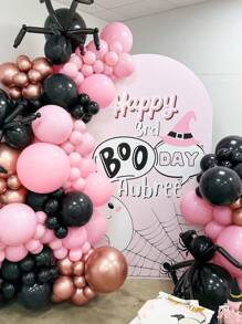 Kit arco de globos negro & rosado guirnalda de globos rosa dorado con globo cinta tira con pegamento puntos para fiesta de bienvenida al bebé , de cumpleaños , boda , aniversario , graduación fiesta decoraciones - Multicolor - Ver 3