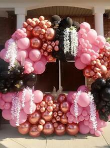 Kit arco de globos negro & rosado guirnalda de globos rosa dorado con globo cinta tira con pegamento puntos para fiesta de bienvenida al bebé , de cumpleaños , boda , aniversario , graduación fiesta decoraciones - Multicolor - Ver 6