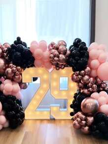 Kit arco de globos negro & rosado guirnalda de globos rosa dorado con globo cinta tira con pegamento puntos para fiesta de bienvenida al bebé , de cumpleaños , boda , aniversario , graduación fiesta decoraciones - Multicolor - Ver 5