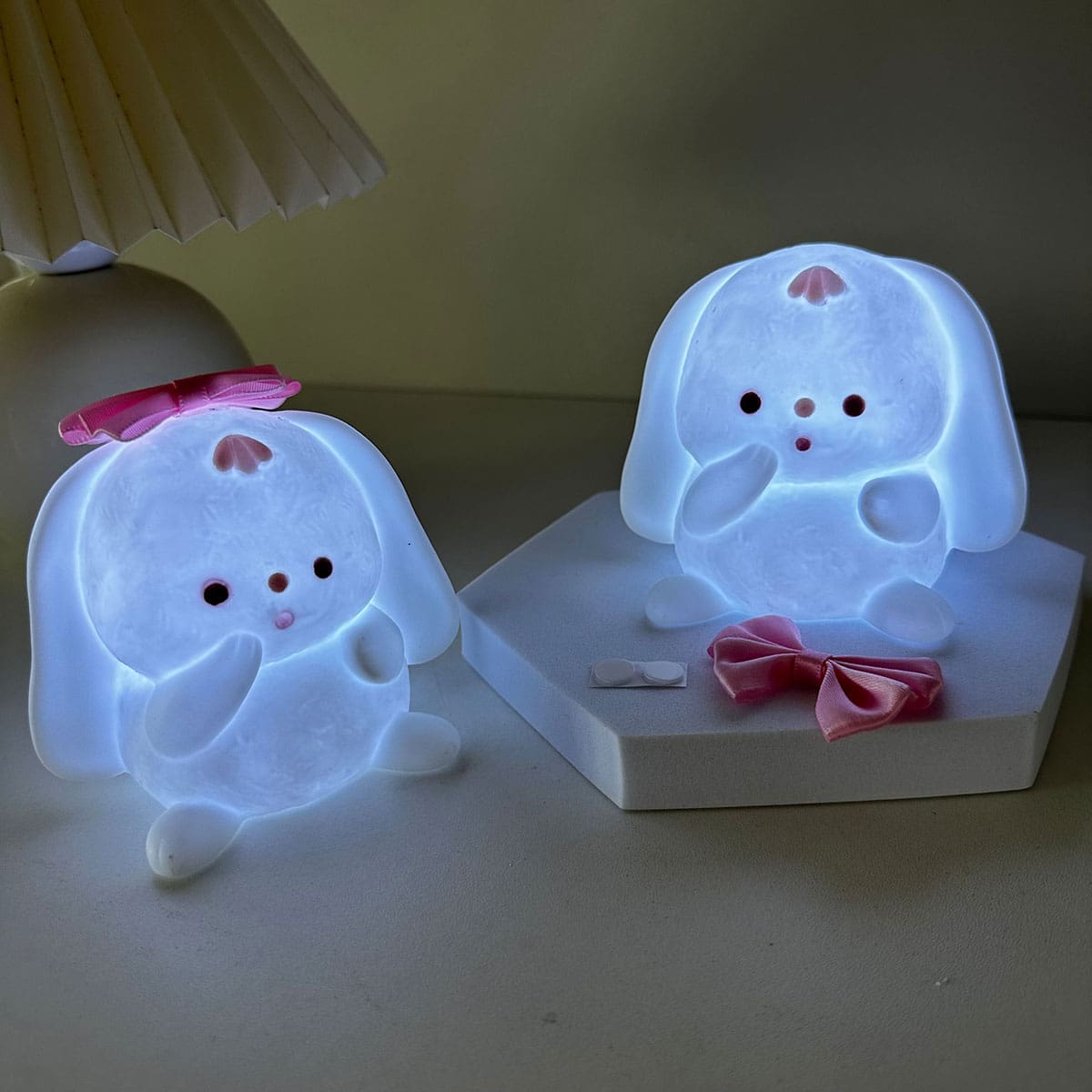 時尚可愛蝴蝶結&兔子形狀小夜燈,床頭燈,裝飾用品燈適用於臥室