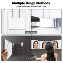 LED 3 向鏡子自我剪髮鏡梳妝鏡理髮用品配件 360 度化妝鏡帶燈三折鏡可看到後腦勺（白色） - 白色 - 查看 4