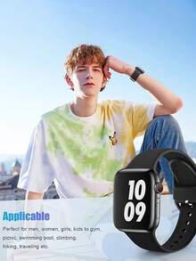 Applicable Apple Watch Strap Watch Strap Solid Color Silicone Buckle - Black - View 2