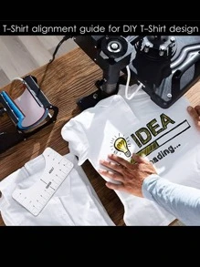 Herramienta de regla de alineación de camisetas Guía de reglas para camisetas Guía de vinilo para camisetas Guía de regla para camisetas para aplicar diseños de vinilo y sublimación Herramienta de centrado Alineación HTV - Blanco - Ver 7