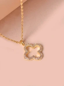 1 collar con colgante de trébol de cuatro hojas de la suerte ahuecado para mujer, regalo de Festival, accesorios de uso diario