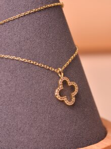 1 collar con colgante de trébol de cuatro hojas de la suerte ahuecado para mujer, regalo de Festival, accesorios de uso diario