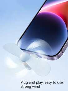 1 pieza Ventilador del teléfono unicolor de silicona androide & Type-C puerto portátil - Celeste - Ver 2